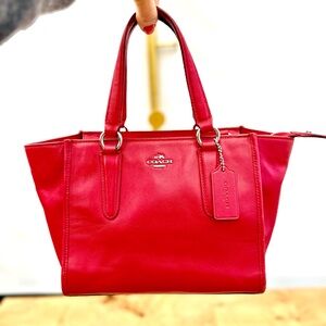 Coach Red Crossbody Crosby Carryall  Leather Tote